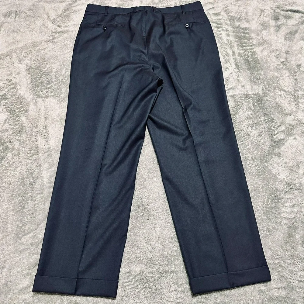 ERMENEGILDO ZEGNA Suit Pants Men's 36R Blue Wool Pleated Cuffed Tailored Romania